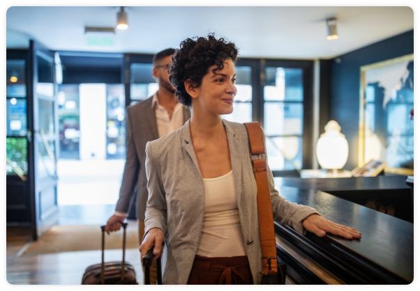 Woman at concierge desk