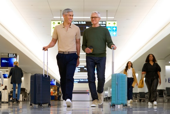 Colleagues travelling together at an aiport