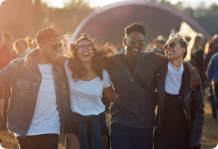 Friends enjoying their time at a concert