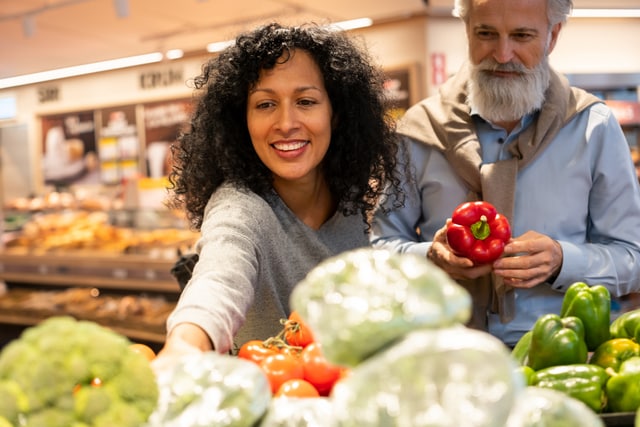 Couple shopping for groceries