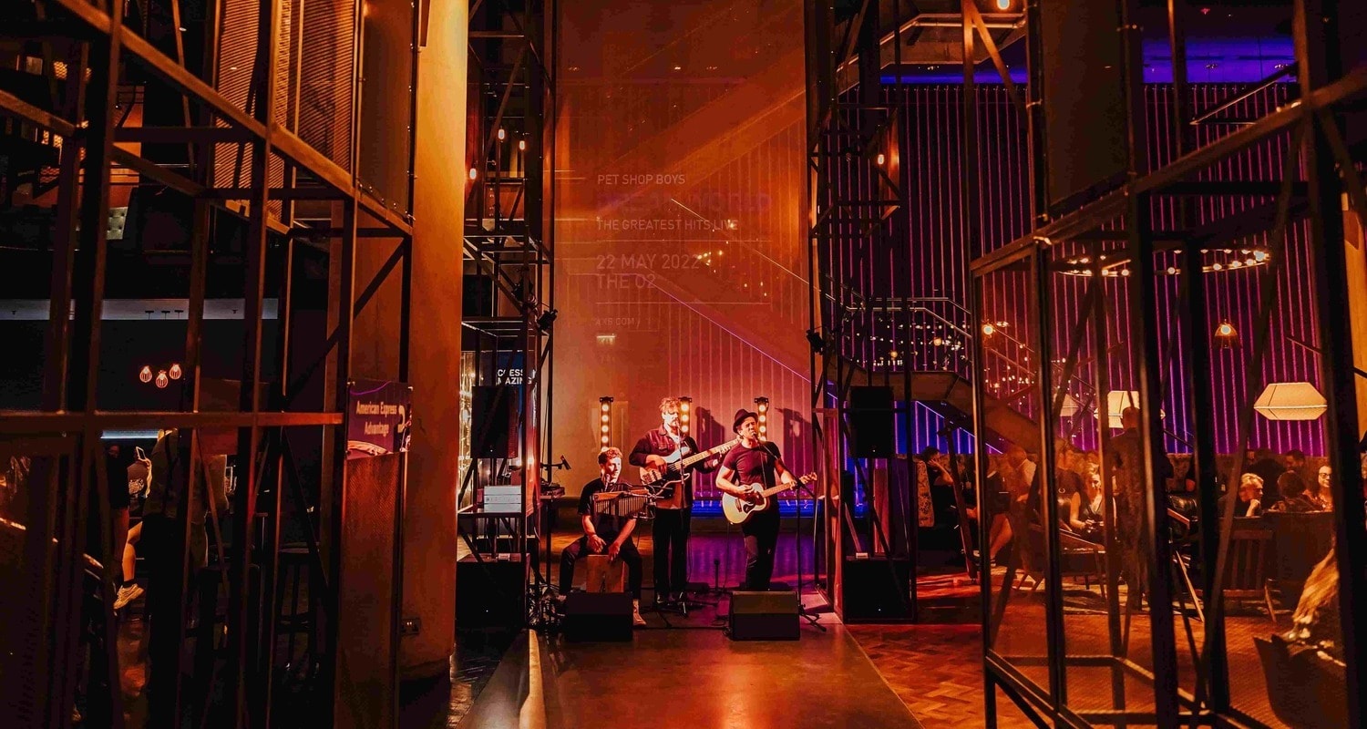 The Pet Shop Boys performing at the Amex Lounge at The O2