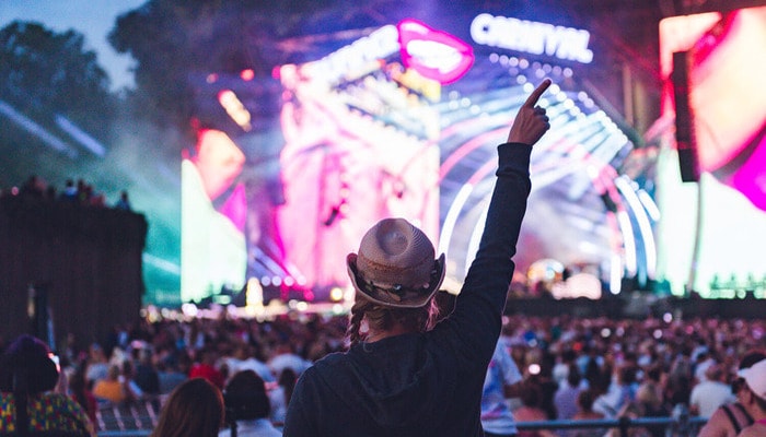 A crowd attending a concert at BST Hyde Park Festival.