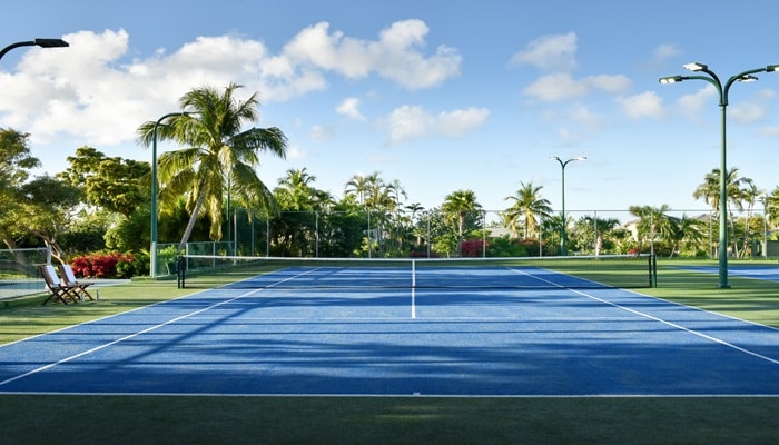 A tennis court at a Fine Hotels + Resorts property.