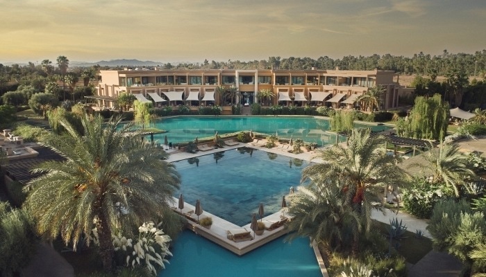 A view of the pool at the Mandarin Oriental Marrakech in Morocco.