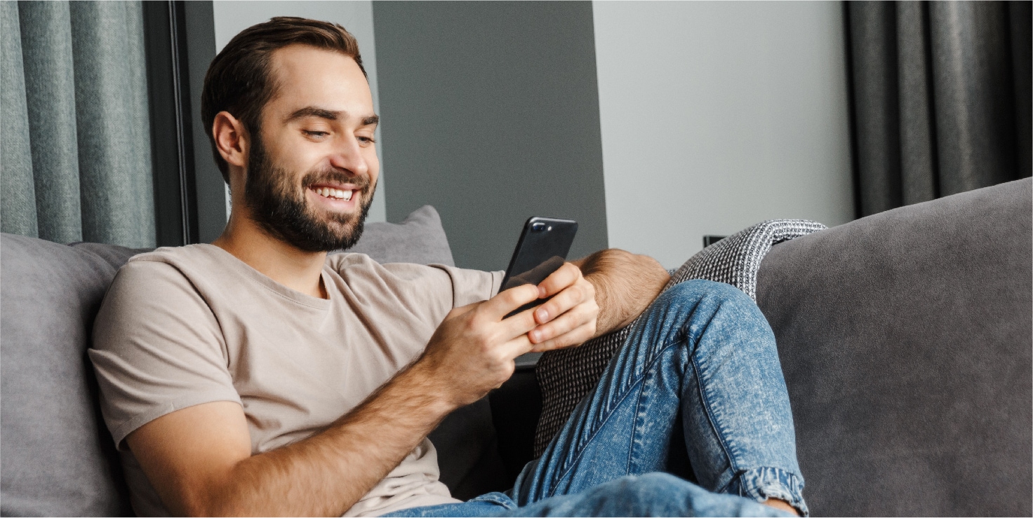 Man on mobile device