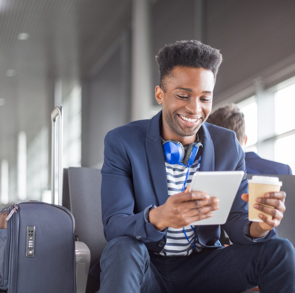 Couple laughing in movie theatre