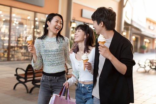 diverse group of women enjoying lunch