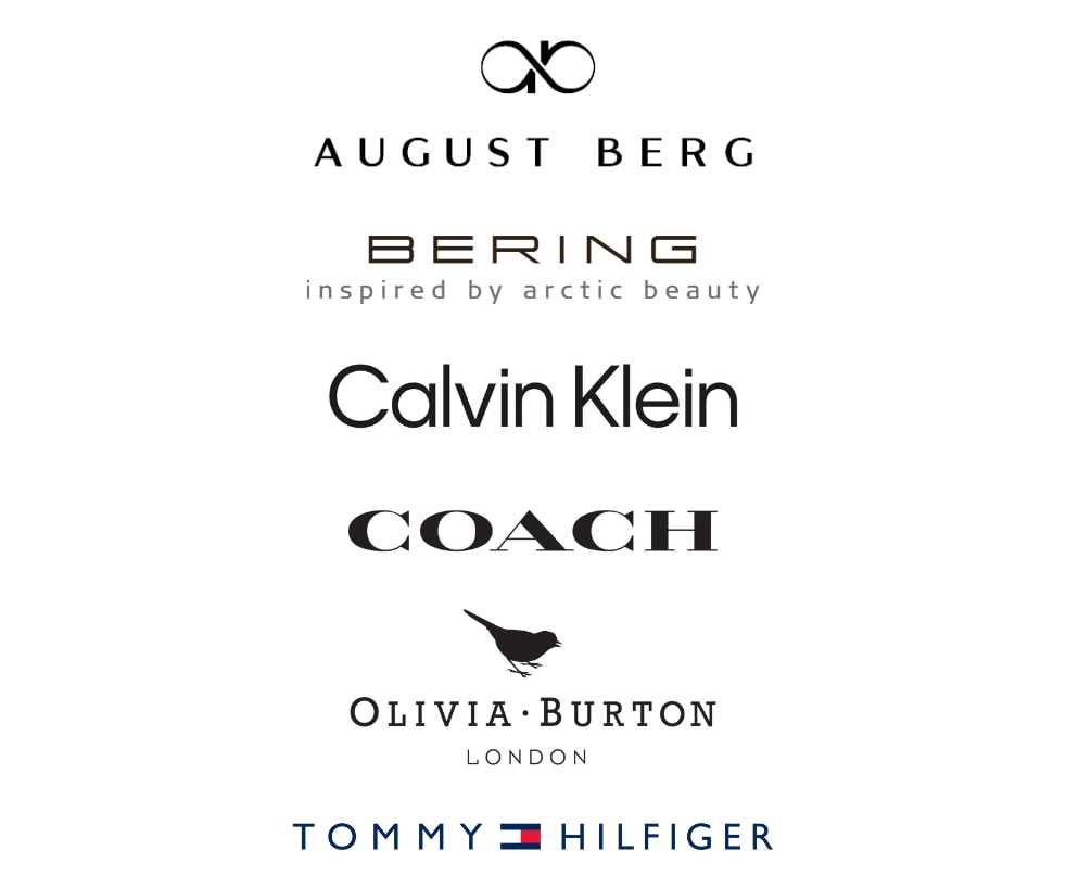 AUGUST BERG, BERING, CALVIN KLEIN, COACH, OLIVIA BURTON, TOMMY HILFIGER