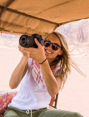 Women holding camera