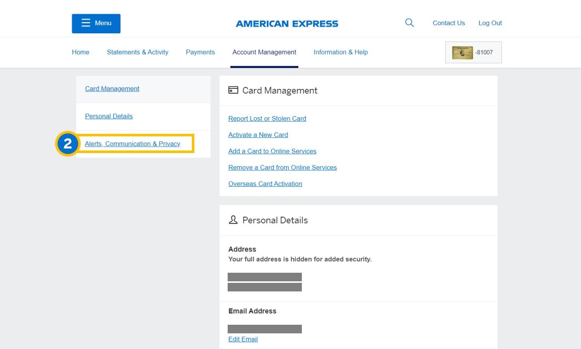 How to manage my card alert
