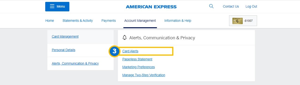 How to manage my Card alert