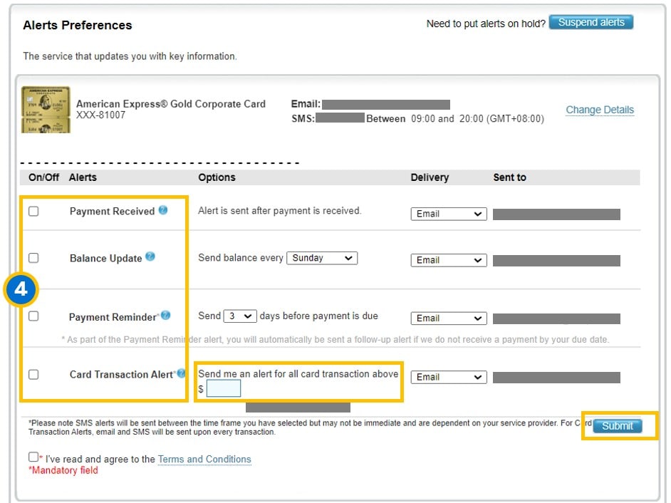 How to change my card alert