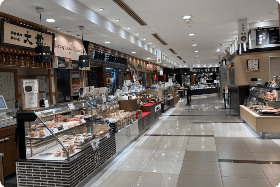 Underground store with many different food stalls