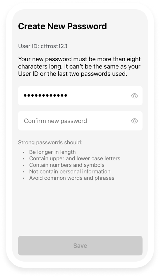screenshot of amex app showing password screen