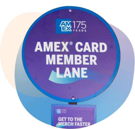 American Express card member lane signage