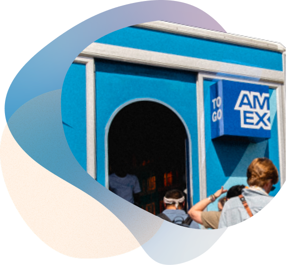 American Express merch to-go window and logo