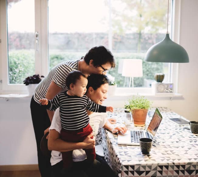 Family on computer together