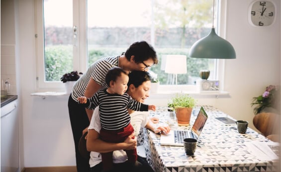 Family on computer together