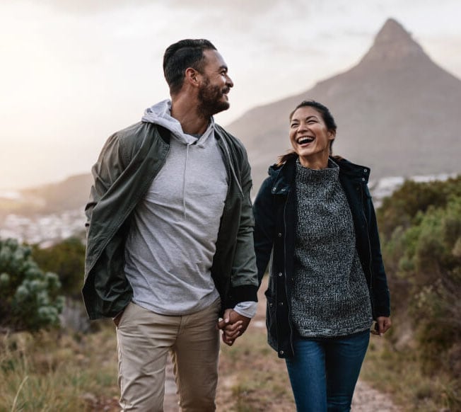 Two people in exotic location