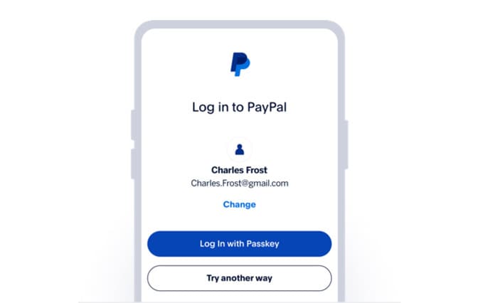 PayPal app login screen