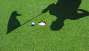 Close up of golf ball on grass