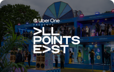 Pictue of Amex tent with "All Points East" overlaid