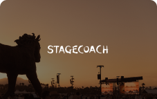 Picture of stagecoach with stagecoach logo overrlay