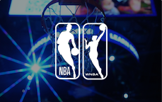 NBA Logo overlaid on a basketball hoop