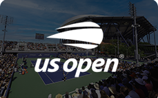 Picture of tennis court with US Open Tennis logo overlaid