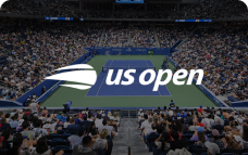 Picture of tennis court with US Open Tennis logo overlaid