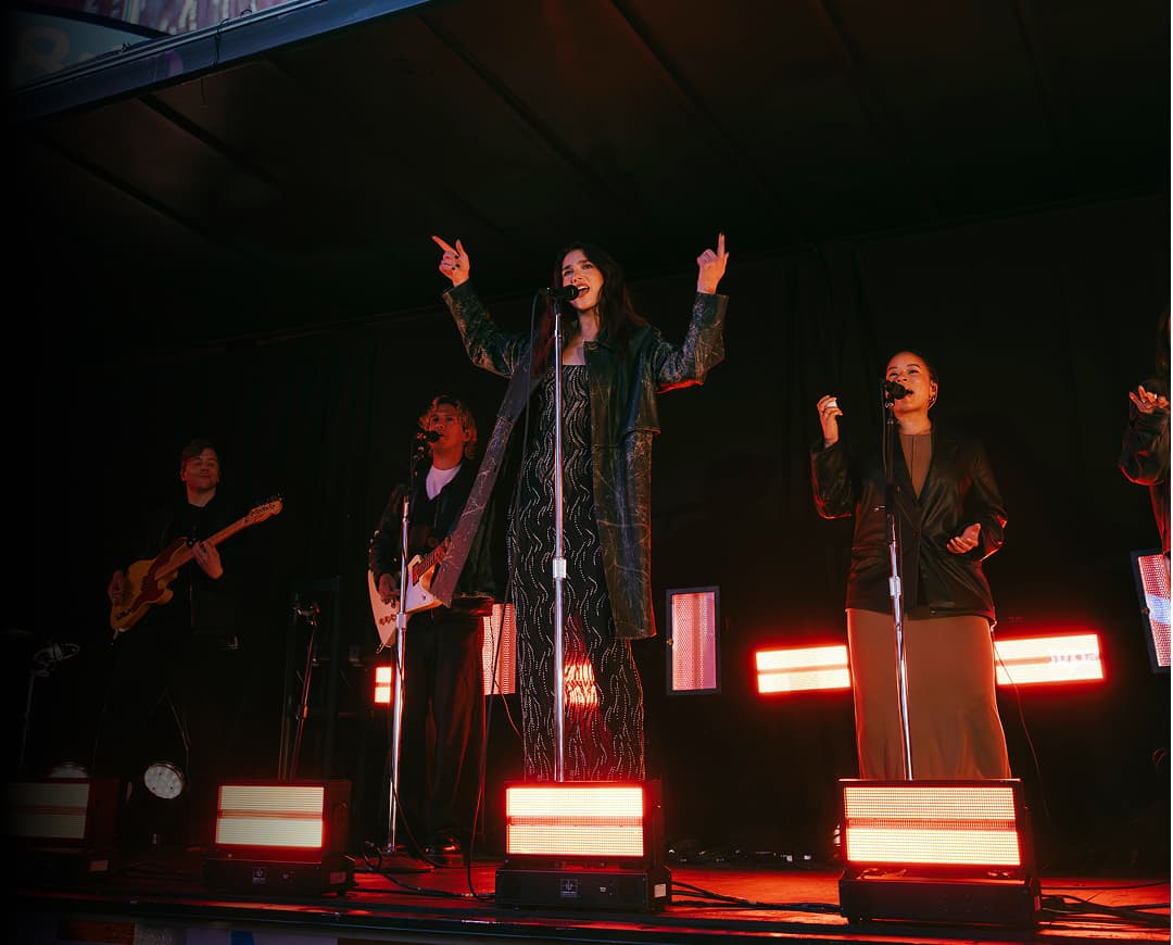 Dua Lipa performing in Times Square