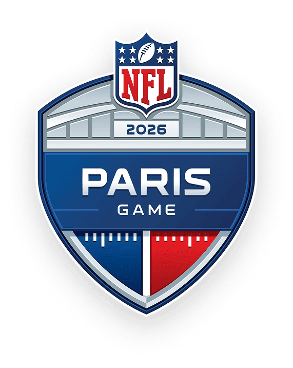 A graphic mockup of the Paris game's logo, along with the two teams playing.