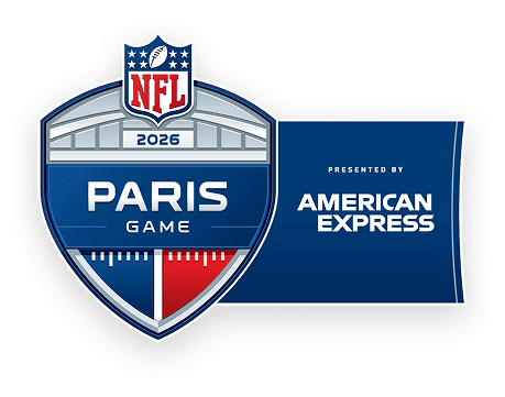 A graphic mockup of the Paris game's logo, along with the two teams playing.