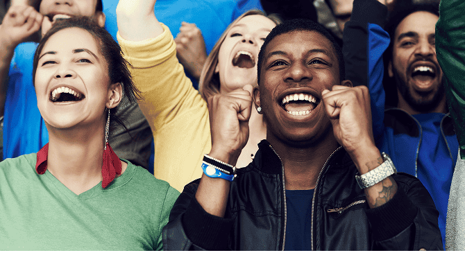 Sports fans enjoying a game