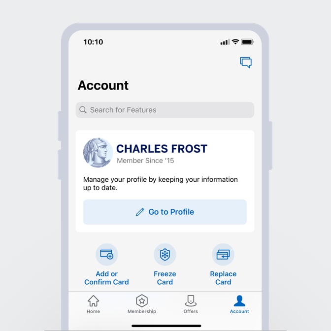 A phone screen showing the American Express App.
