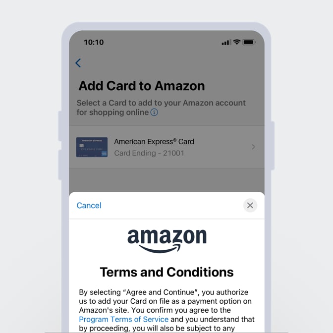 A phone screen showing the Amazon.com terms and conditions.