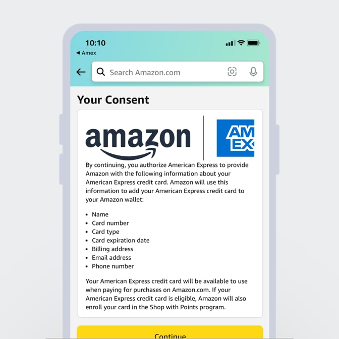 A phone screen showing the specific Amazon.com prompts.