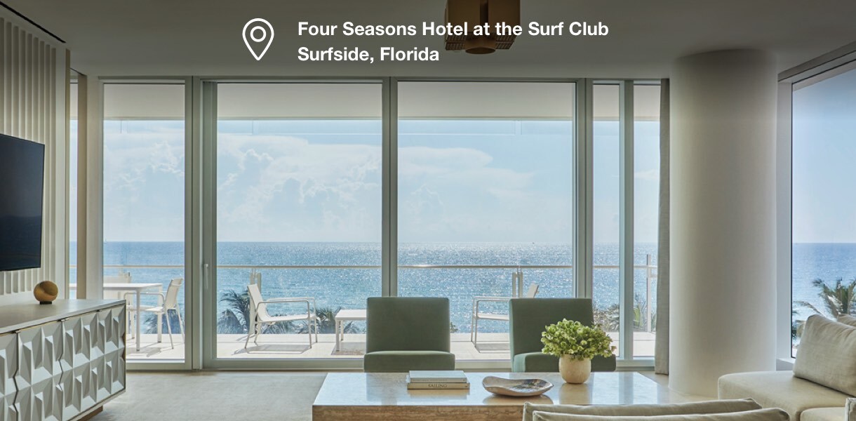 A room at Four Seasons Surf Club in Miami booked using an annual hotel credit from Amex Platinum