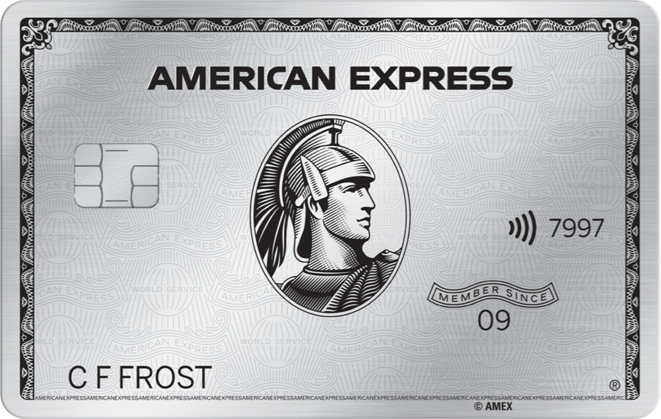 Front side of an American Express Platinum card