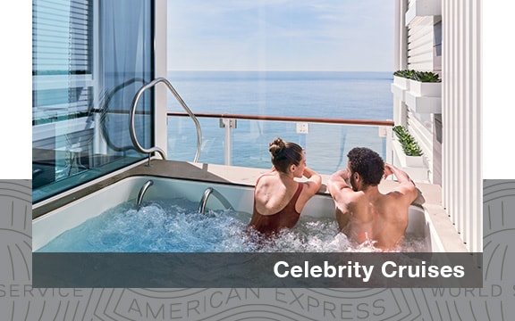 A couple in a hot tub on a Celebrity Cruises ship.