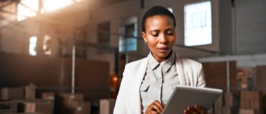 Woman viewing tablet