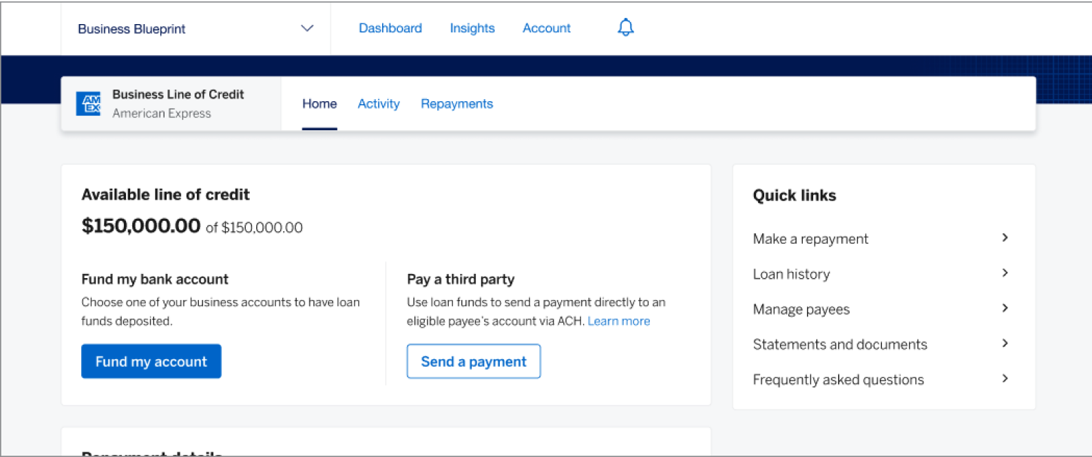 Business Line of Credit homepage
