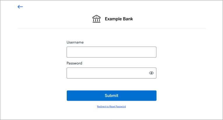 Bank login for Business Blueprint dashboard