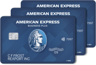 A stack of three Employee Blue Business Plus Cards