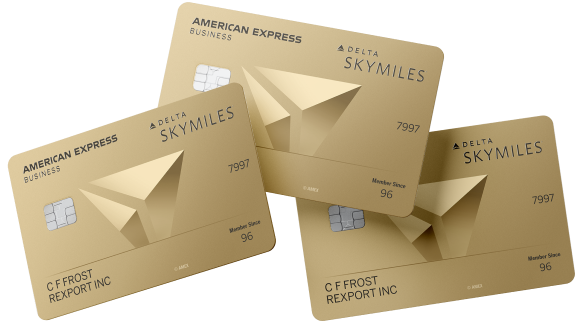 A stack of three Employee Delta SkyMiles Gold Business Cards.
