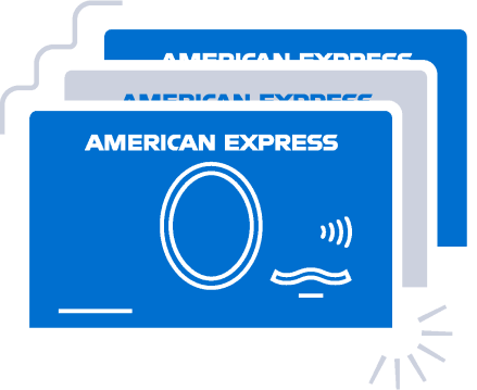 A stack of three illustrated American Express Business Cards.