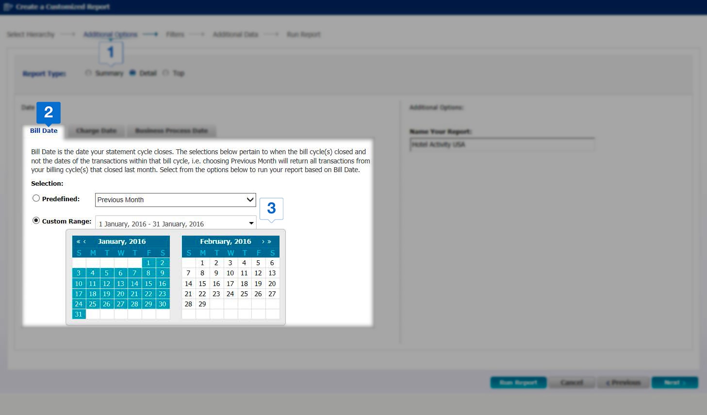 Select the required report