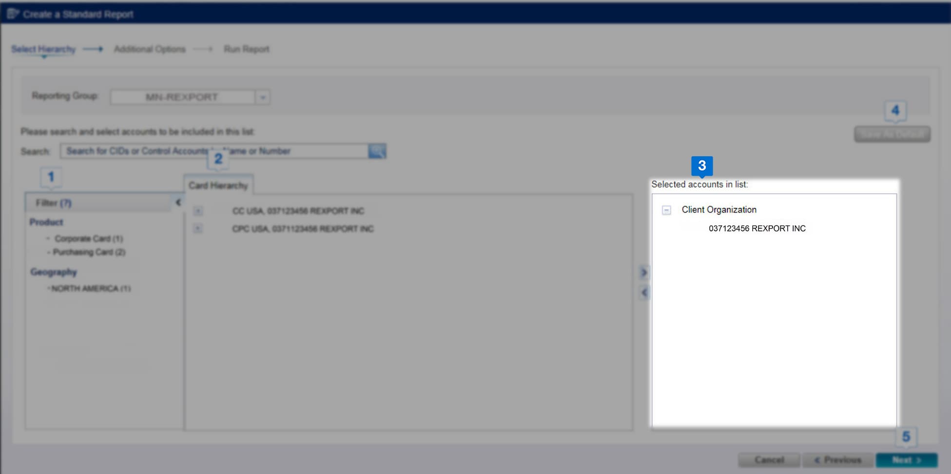 generate-report Selected accounts