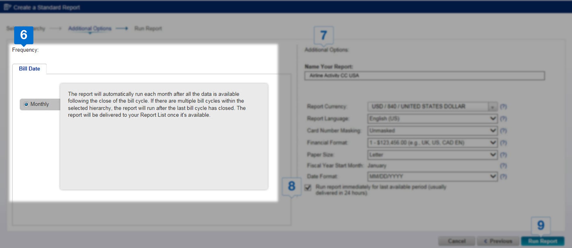 generate-report frequency