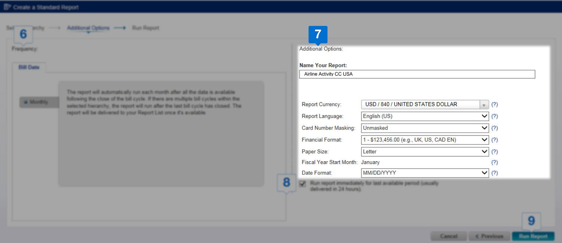 generate-report Additional Options